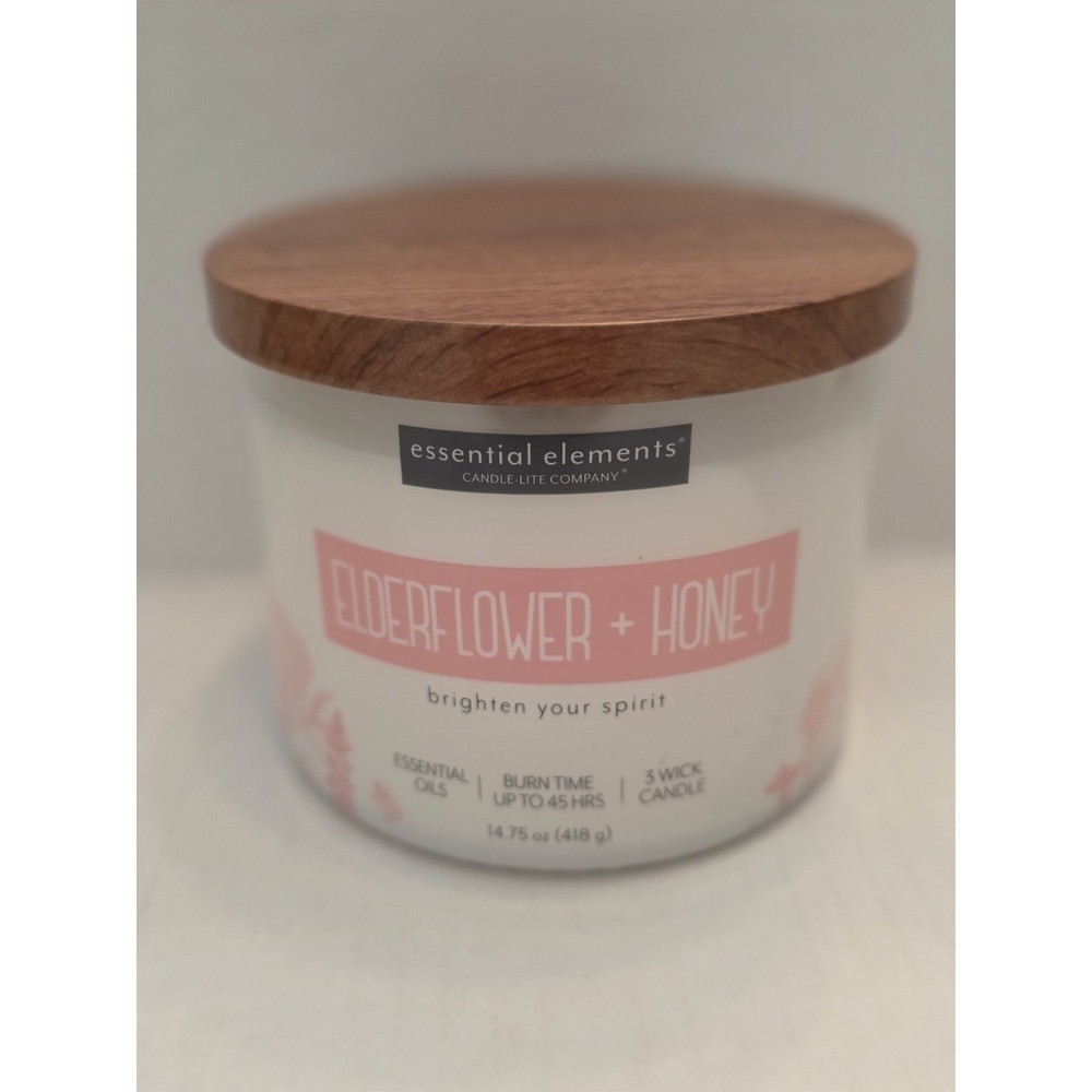 Essential Elements Elderflower and Honey Candle 3 Wick